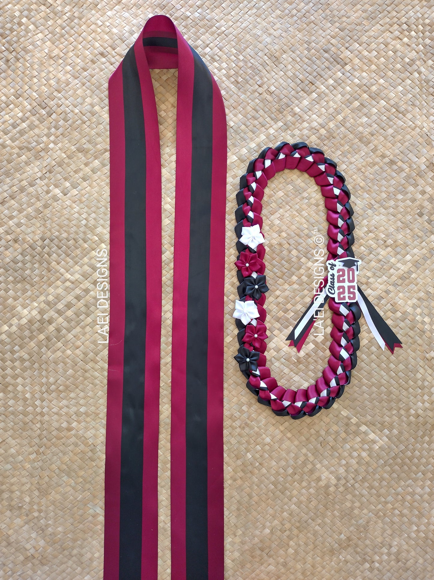 Decorated Single Braid Lei & Sash Set