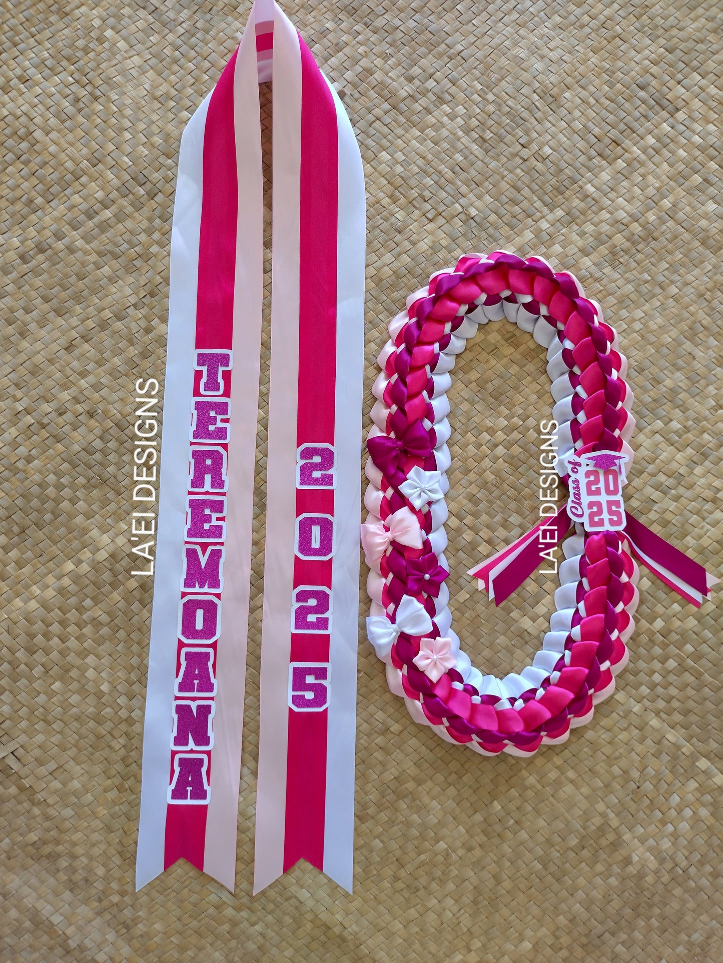 CUSTOM Decorated Double Braid Lei & Sash Set