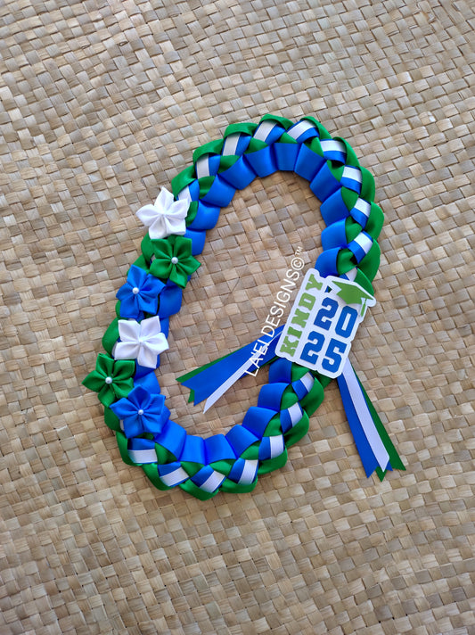 Decorated Single Braid Lei W/ Kindy Badge