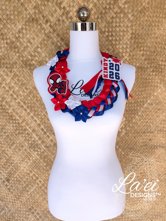 Decorated Single Braid w/ Kindy Badge & Spiderman