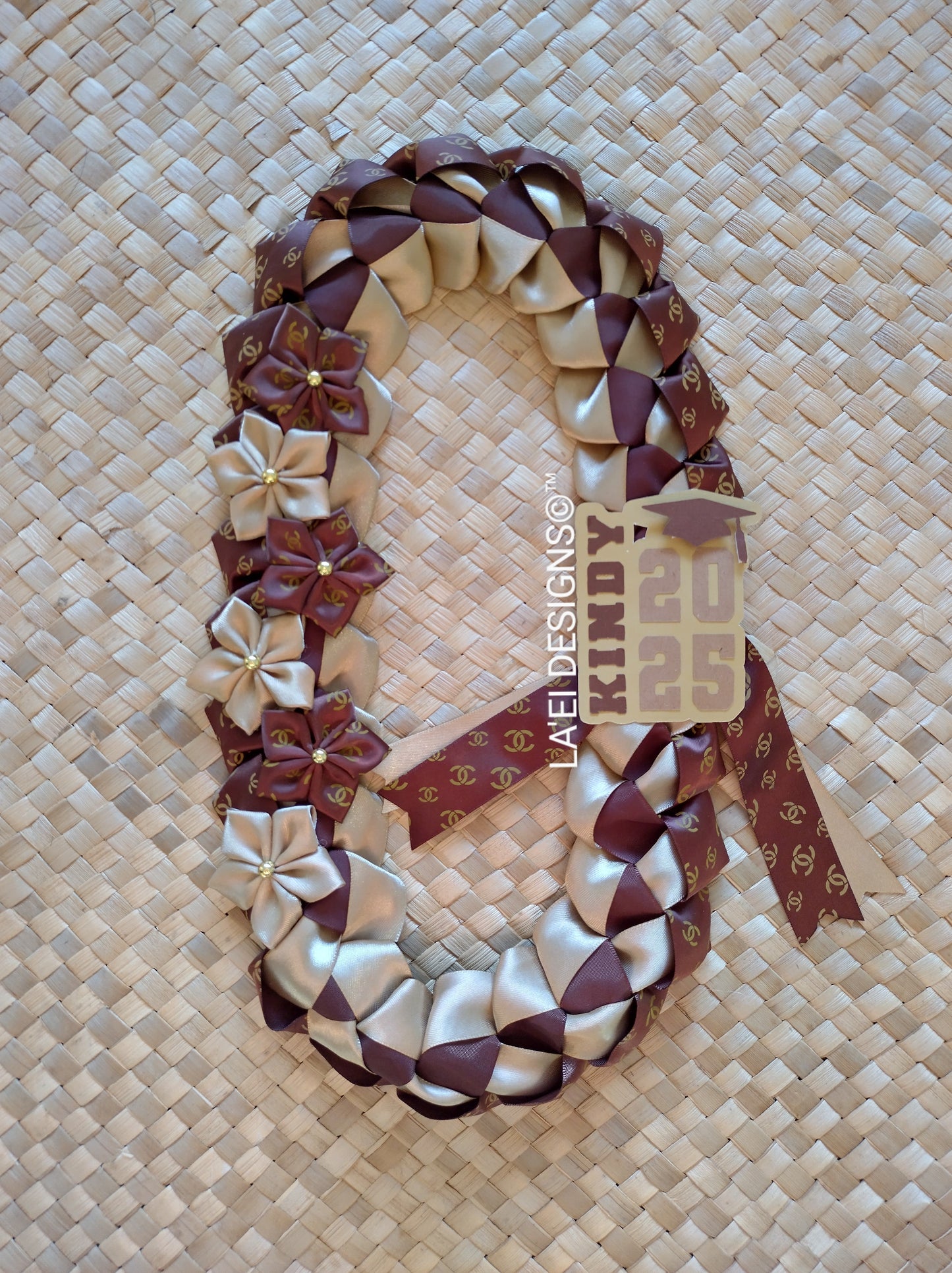 INSPIRED Decorated Single Braid Lei W/ Kindy Badge