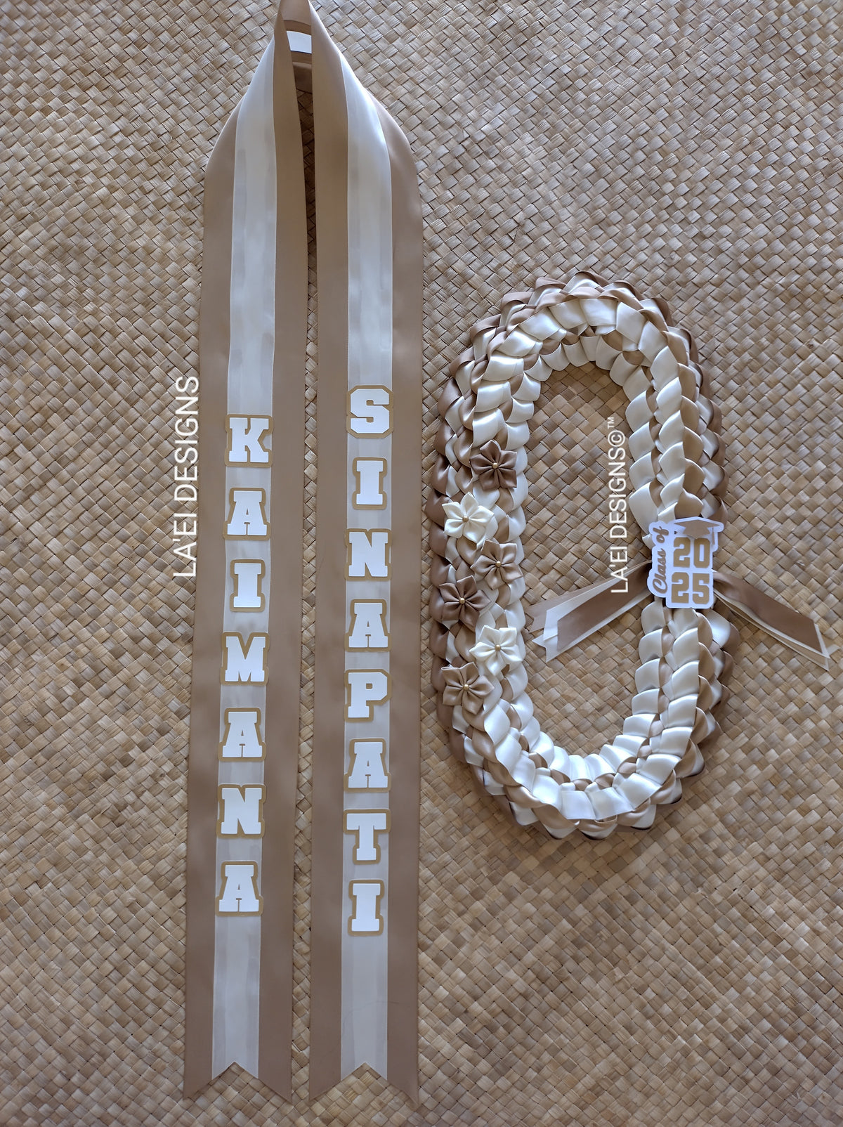 CUSTOM Decorated Double Braid Lei & Sash Set