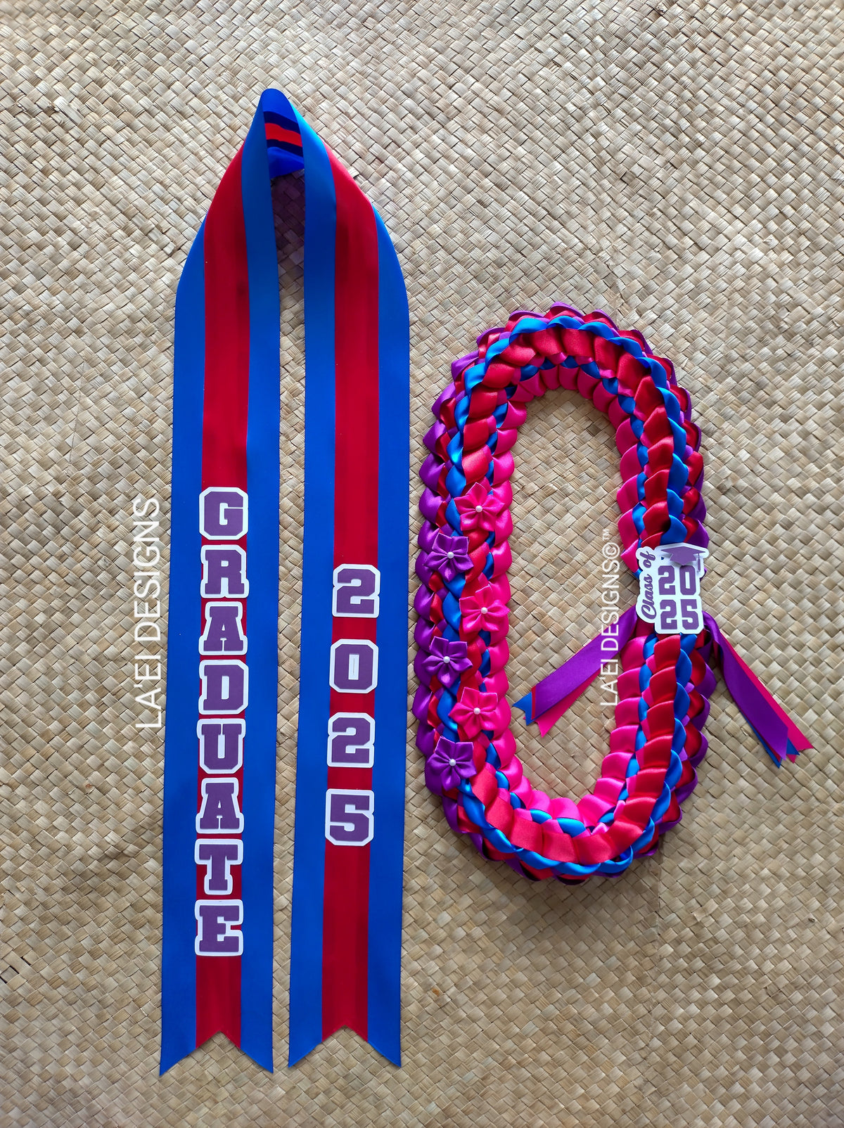CUSTOM Decorated Double Braid Lei & Sash Set