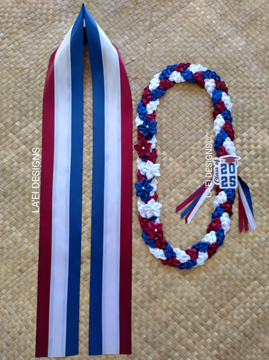CUSTOM Decorated Braided Lei & Sash Set