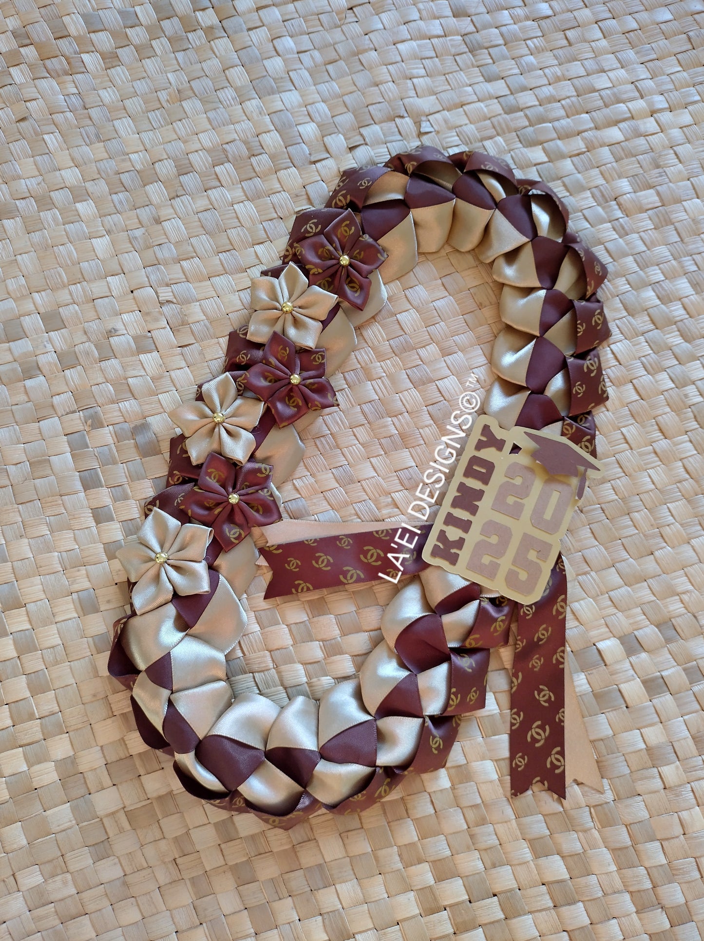 INSPIRED Decorated Single Braid Lei W/ Kindy Badge