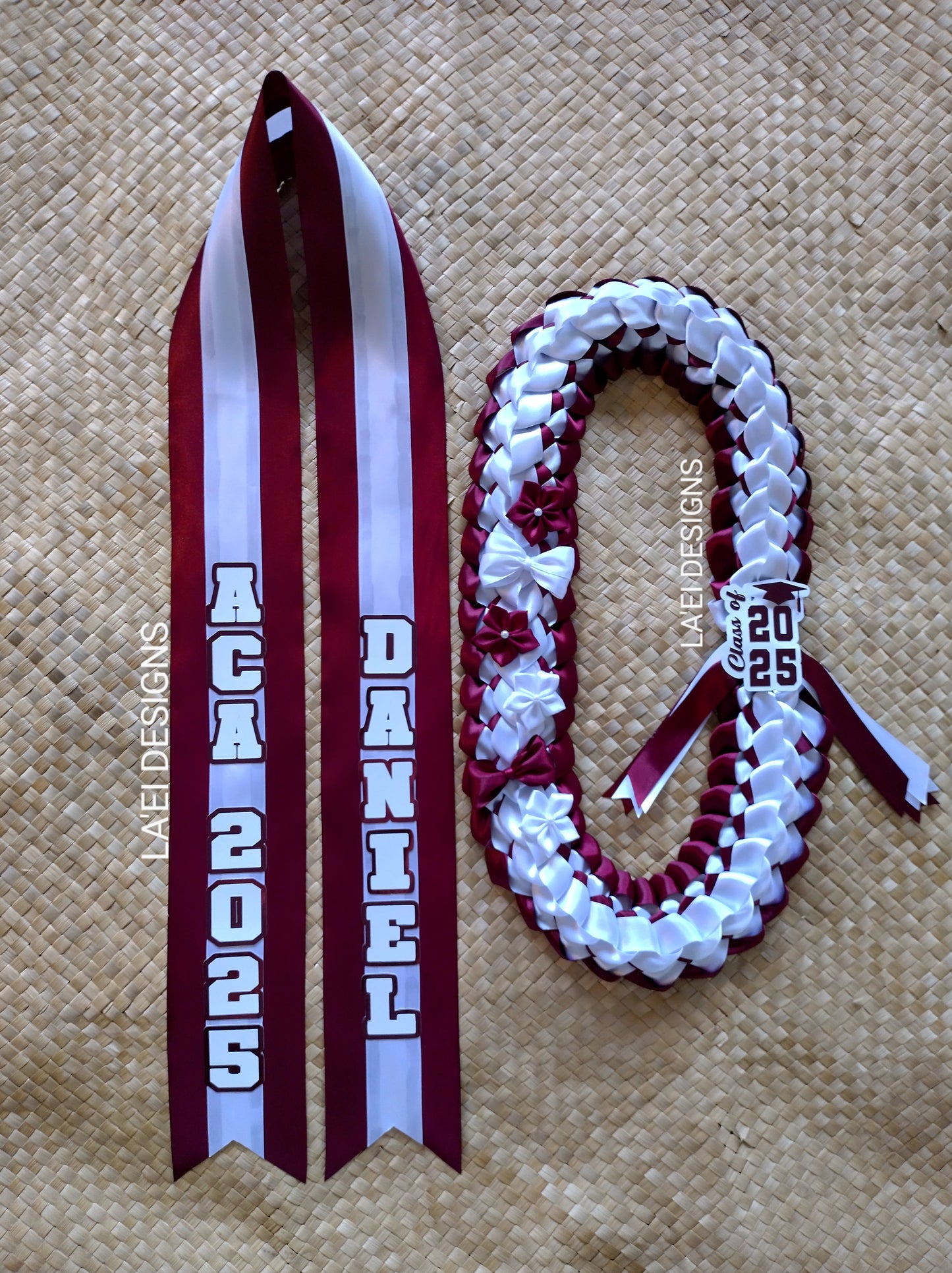 CUSTOM Decorated Double Braid Lei & Sash Set